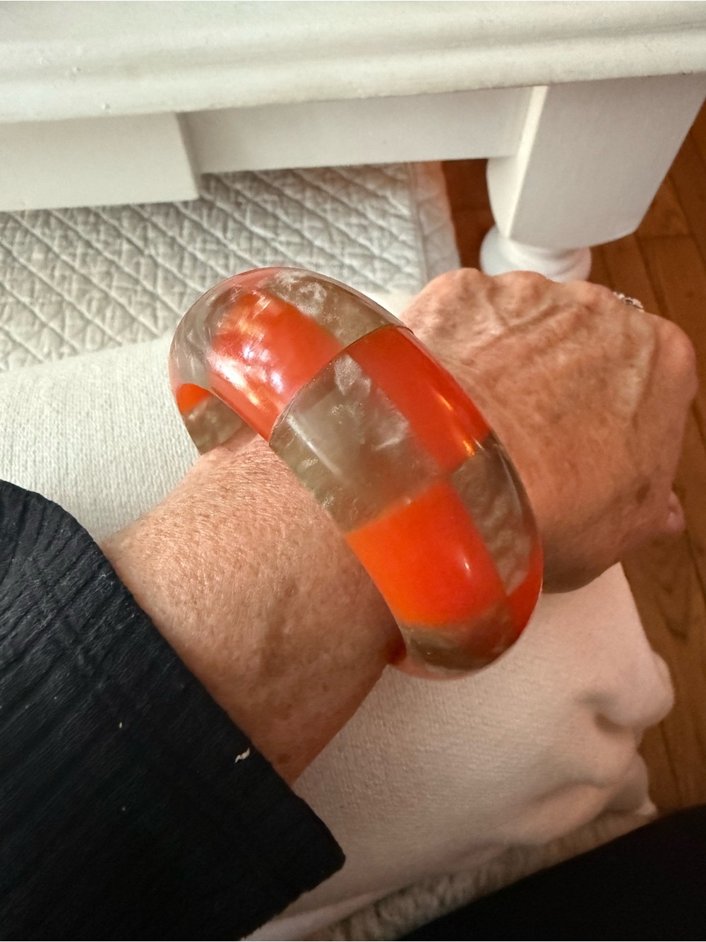 Antique Orange and opaque lucite Bangle Bracelet - Unbranded